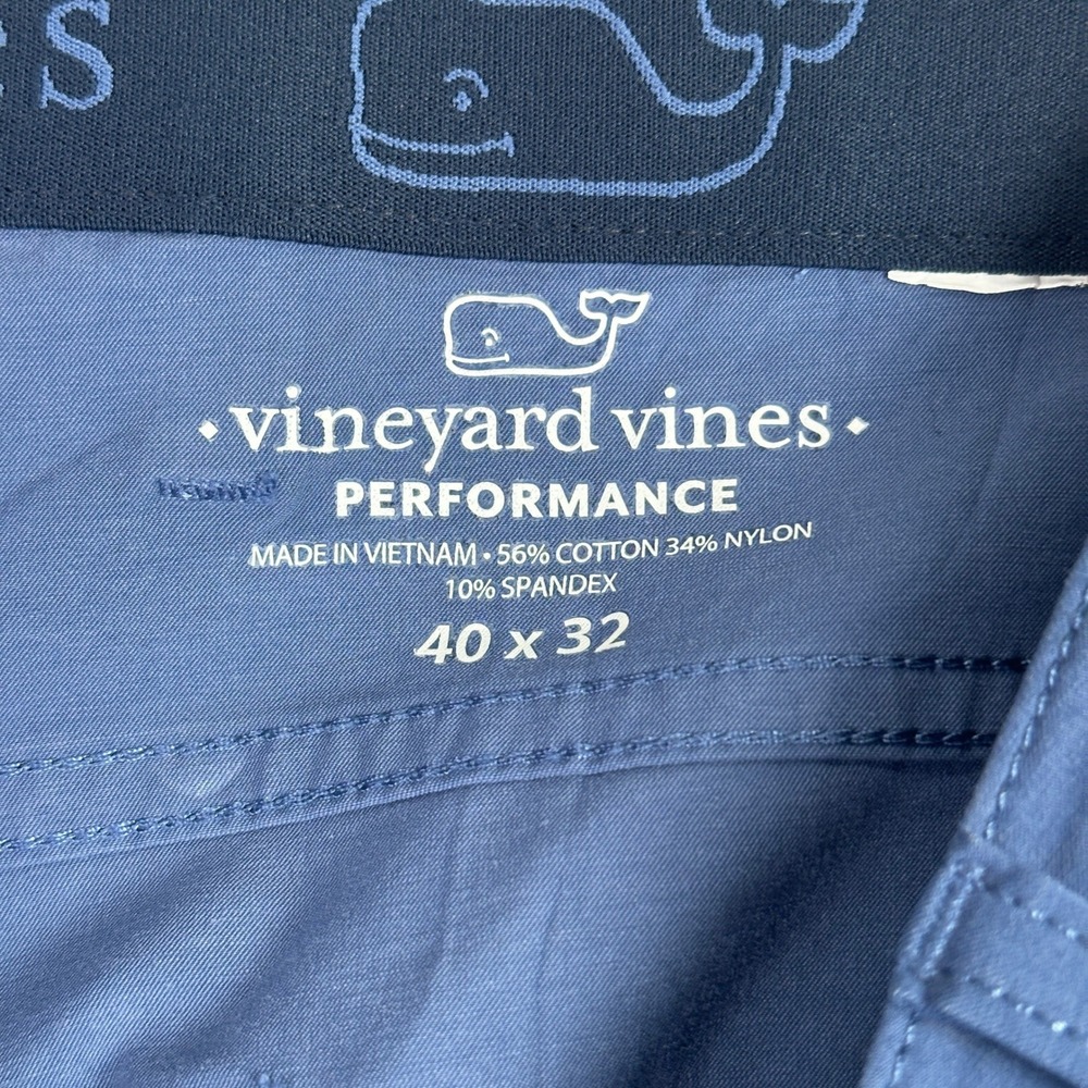 Vineyard Vines Performance On-The-Go Pants Mens 40x32 Blue Golf Chino Stretch - Picture 4 of 11